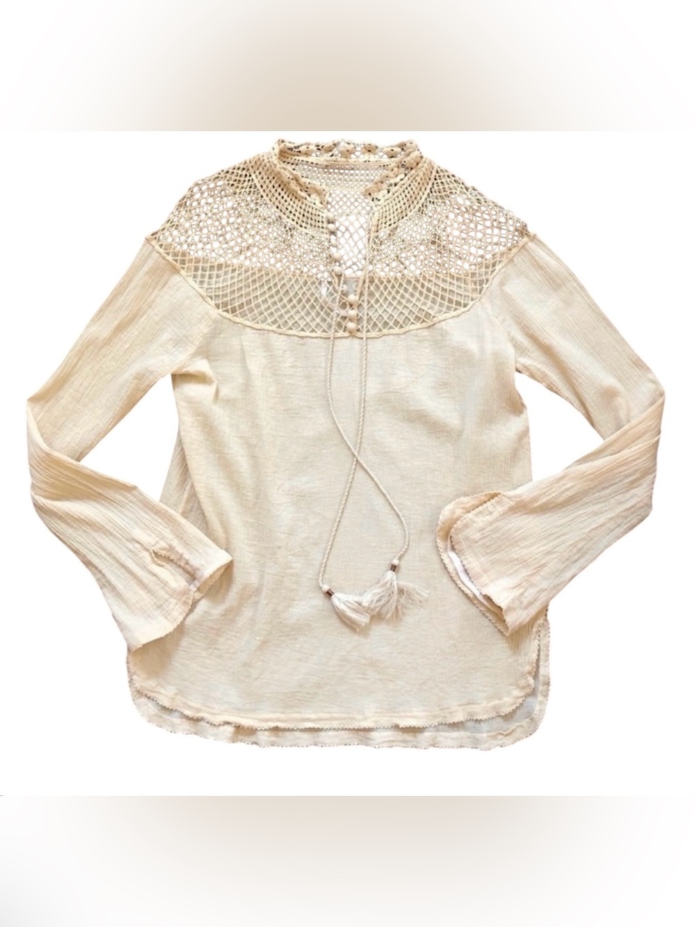 FREE PEOPLE boho gauze cotton top, size M